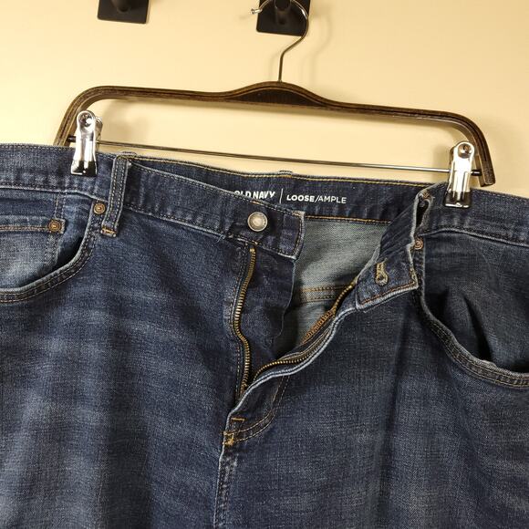 Old Navy Dark Wash Loose Fit Straight Leg Jeans Size 42x32 - Picture 8 of 9